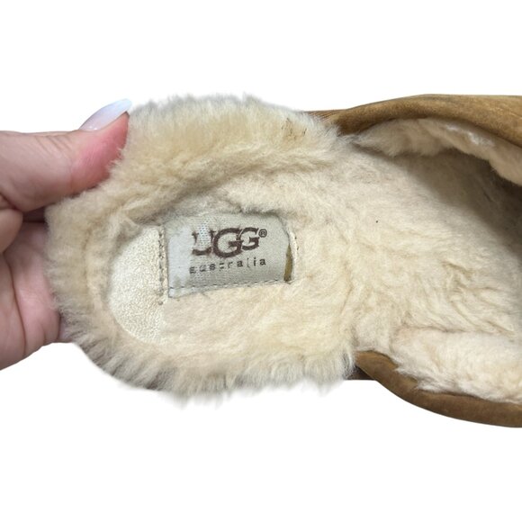 Ugg Australia Pearle Chestnut Brown Suede Sheepskin Men's Slippers Mules sz11 - Picture 7 of 13